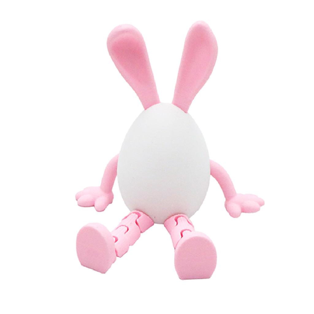 Flexible Joint Artistic Rabbit Egg Sculpture Modern 3D Printed Action Figure Ornaments, Minimalist Display Piece for Collectors