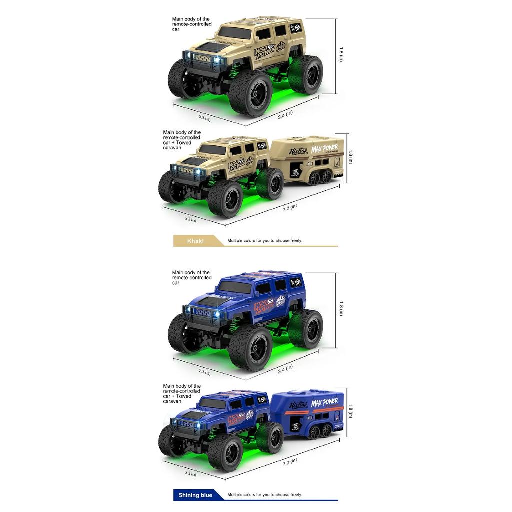 1: 64 Mini Climbing Remote Control Car With Trailer Full Scale Off-road Vehicle Children Toy Model Christmas Gift
