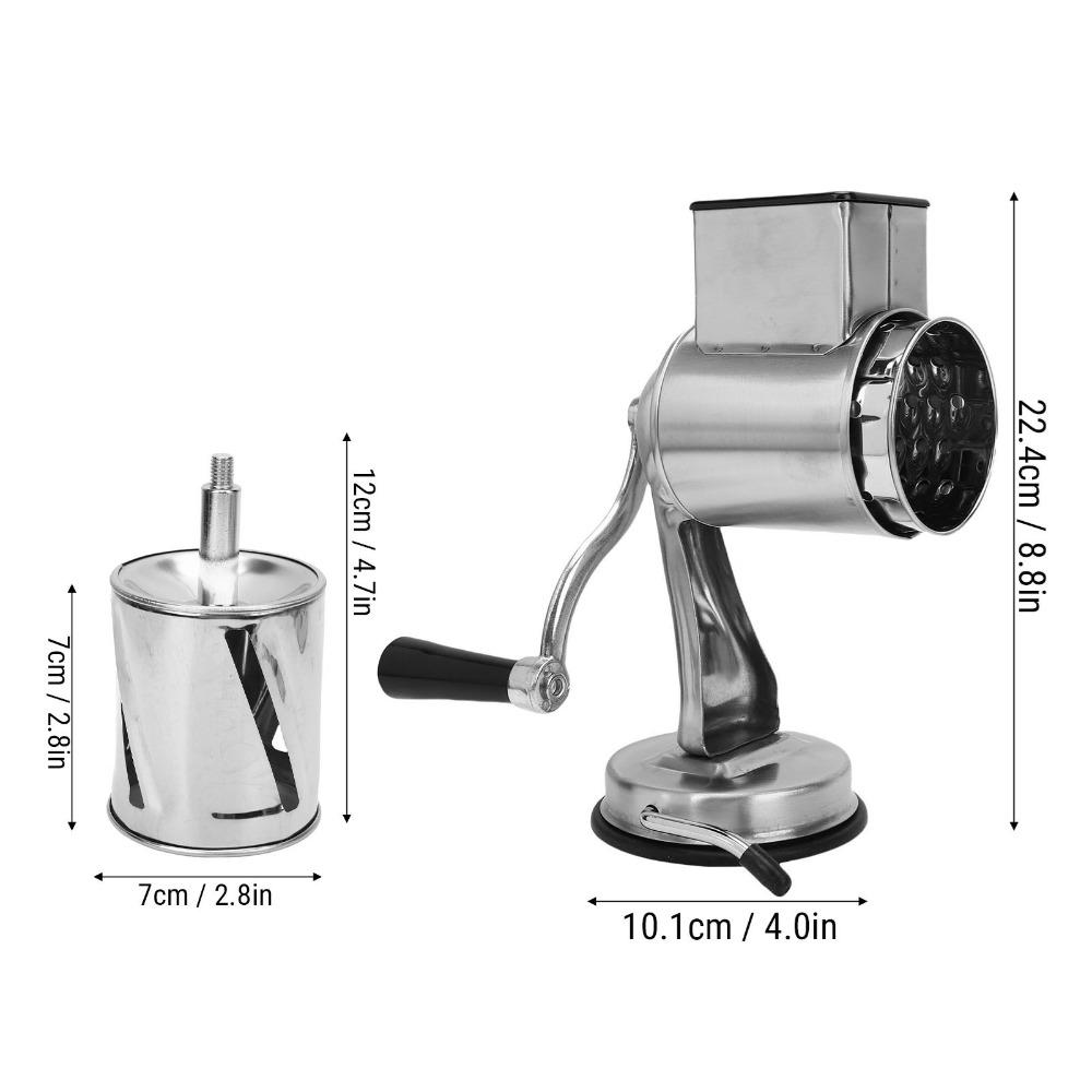 Silver Vegetable Slicer Stainless Steel Cheese Shredder Sturdy Rotary Grater  Potato Carrot Cutting