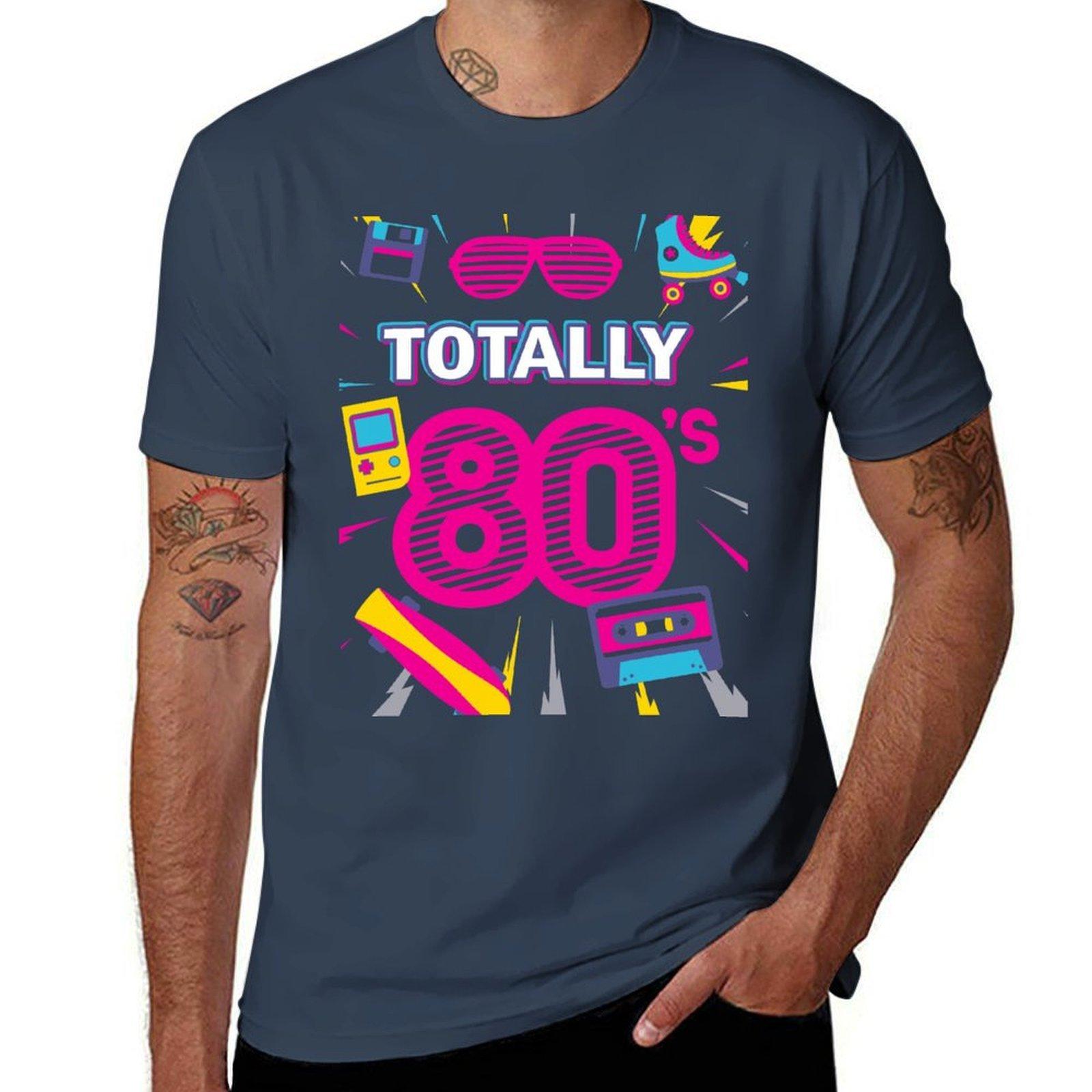 Funny 80s Retro Tee 1980s Party shirt Turntable Cassette I Love The 80s retro style TShirt Soft Stretch Short Sleeve Top S