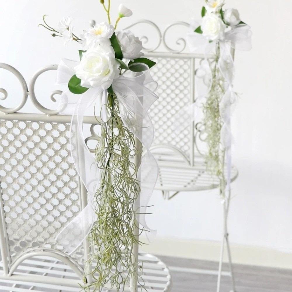 Artificial Rose Wedding Chair Flowers with Air Plants Chair Artificial Flowers Party