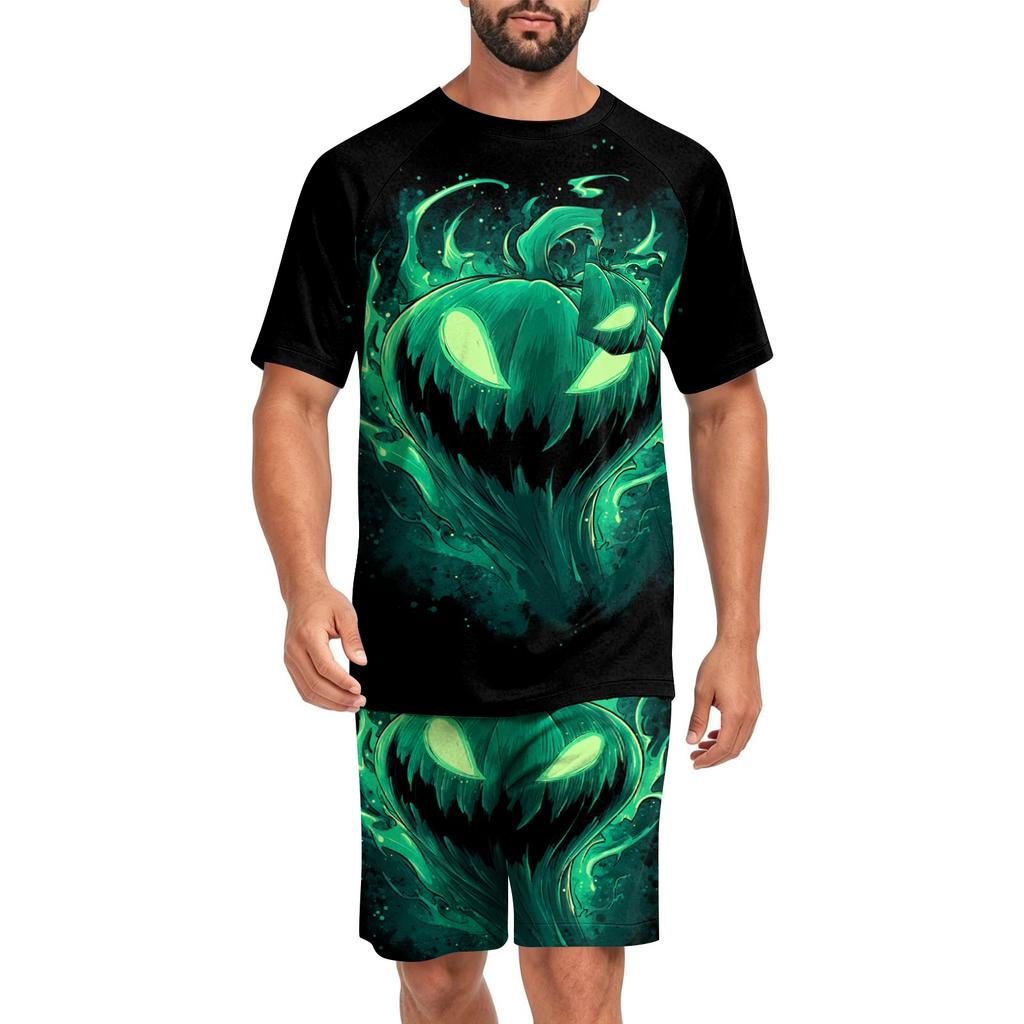 Men's Halloween Pajama Set with Fun Print, Relaxed Fit Sleepwear for Holiday