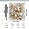 Floral Shower Curtain - White Satin Flowers, Gold Accents & Butterflies, Elegant Design, Creamy Polyester