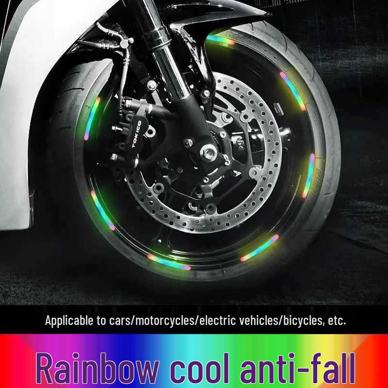 Reflective Rainbow Tire Stickers: Colorful Luminous Hub Decoration for Cars