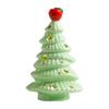 Lighted Ceramic Christmas Tree Small Xmas Tree Figurine with Fruit Tree Topper Holiday Tabletop Centerpiece for Home Mantel Shelf Fireplace Decor