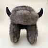 Mink Texture Winter Trapper Caps Windproof Fabric Ear Flap Headwear Faux Fur Hat  Outdoor Workers