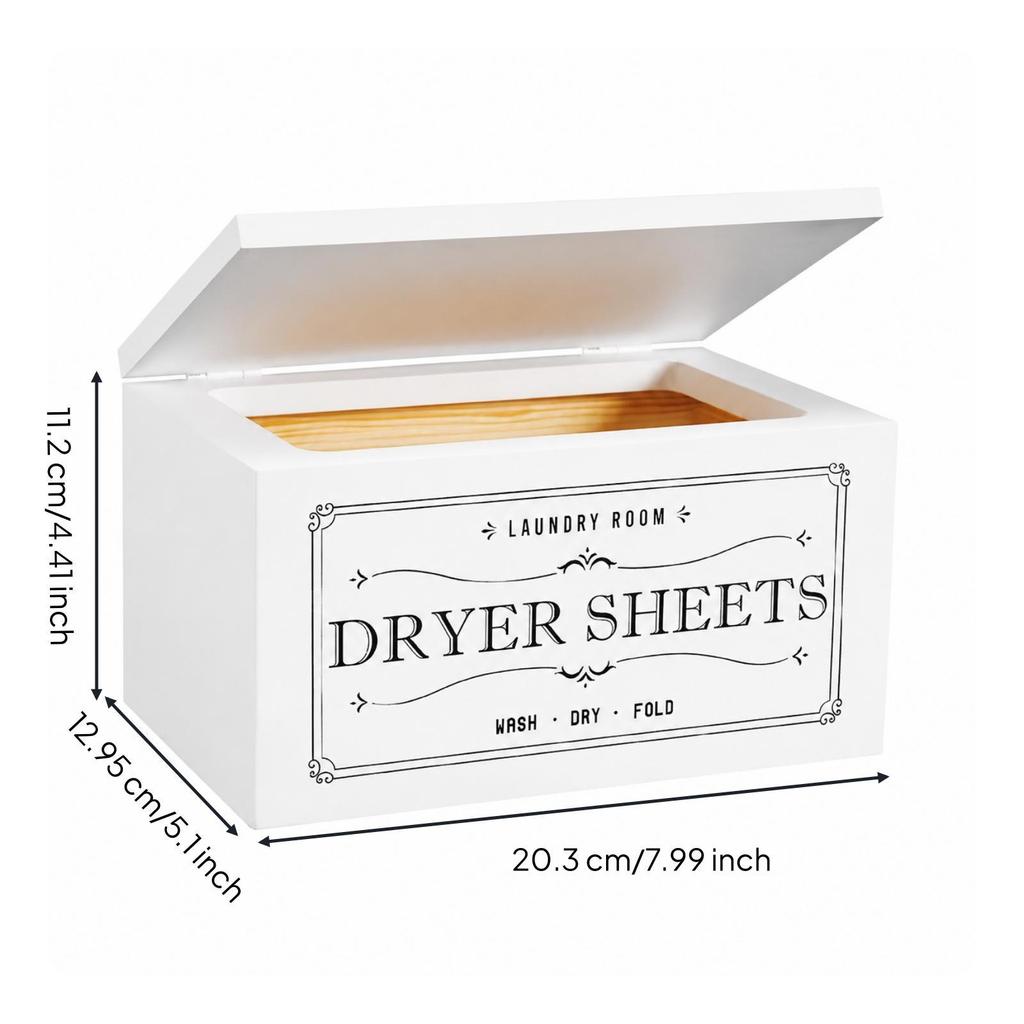 Wooden Storage Box Long-Lasting for Laundry Room, Bathroom