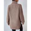 Pull polyvalent en tricot à col roulé et ourlet fendu, pull décontracté à manches longues pour l'automne et l'hiver, vêtements pour femmes