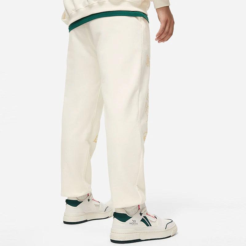 Li Ning Badfive Graphic Print Cuffed Loose Knit Sports Pants Men Bottoms Off-White AKLTB37-3