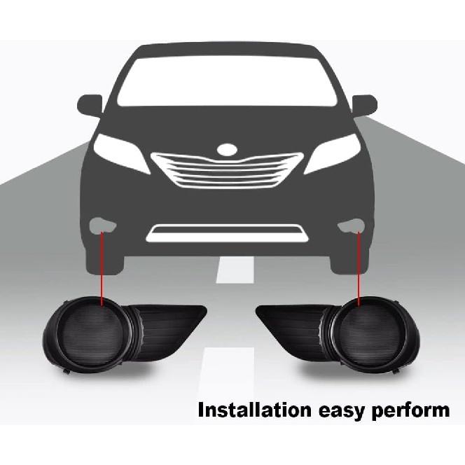 PIT66 Fog Light Cover, Compatible with Sienna L 2013 2014 2015 2016 2017/ Sienna (submodel: Base, LE, Limited, SE, XLE) 2011-2017#5212708020