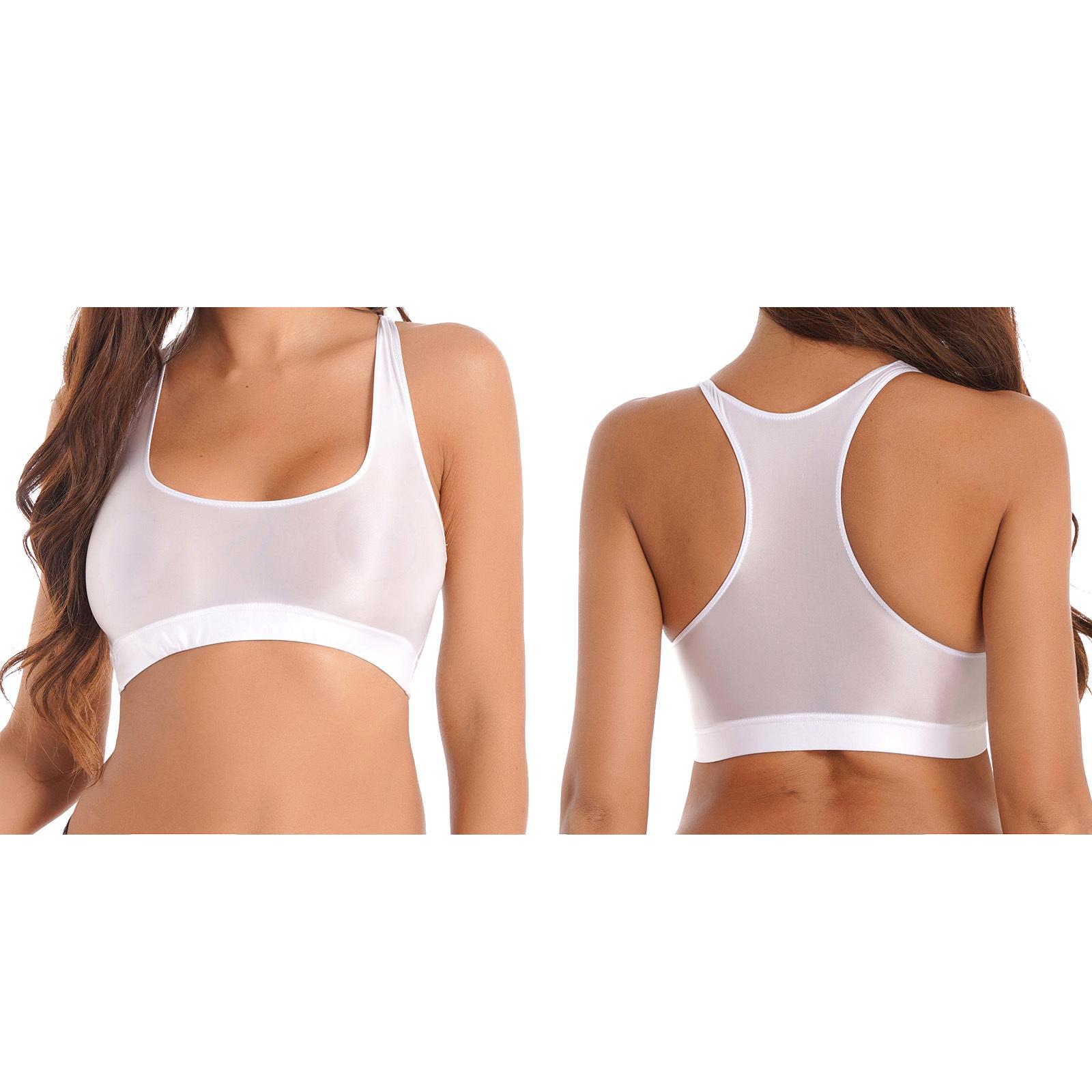 

Женские глянцевые майки с U-образным вырезом, однотонный укороченный топ без рукавов, жилет для спорта, фитнеса, йоги XL белый