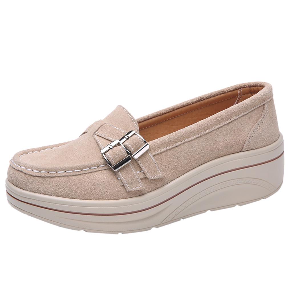 Dámské boty na muffiny kožené boty s tlustým dnem Creepers mokasíny