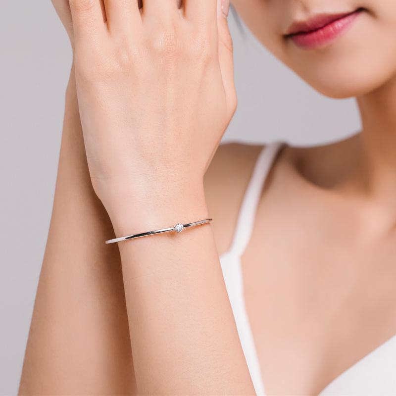 MODIAN Brățară rotundă din argint Sterling 925, cu zece inimi, CZ, deschisă, pentru femei, bijuterii fine, breloc reglabil, brățară, cadouri