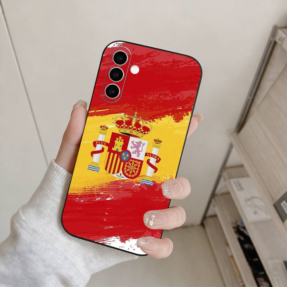 S-Spain Spanish Flag Art  Phone Case For Samsung Galaxy A73,A72,A71,A70,A53,A52,A51,Others Soft Black Cover