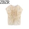 Zbzr Spring New Women Clothes Western Style Versitile Fashion Convex Ornament Flower Embroidery Top 4786002