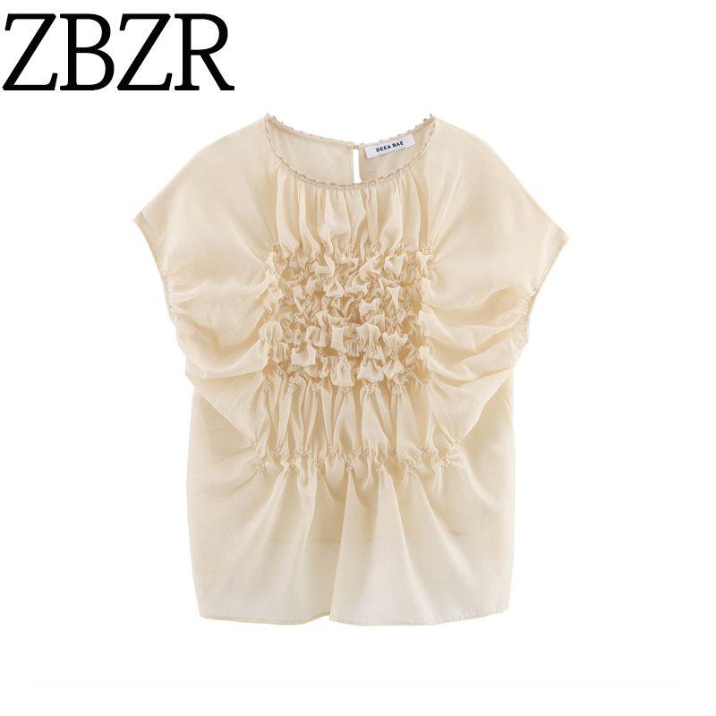 Zbzr Spring New Women Clothes Western Style Versitile Fashion Convex Ornament Flower Embroidery Top 4786002