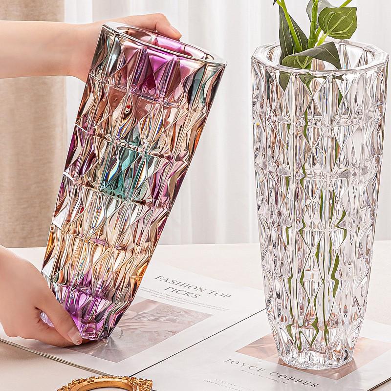 Thickened Colored Glass Vase Home Decor Modern Floral Arrangement Lucky Bamboo Display
