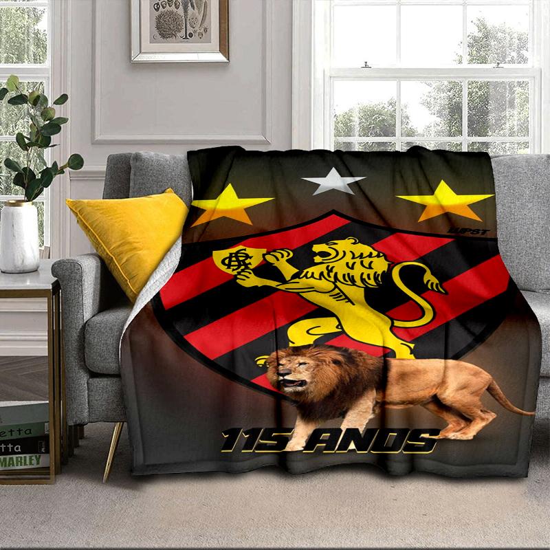 Football Club Emblem Lion Blanket Flannel Blanket for Bed, Sofa, Camping, Hiking, Picnic Essentials, Gift for Family Fan Gifts