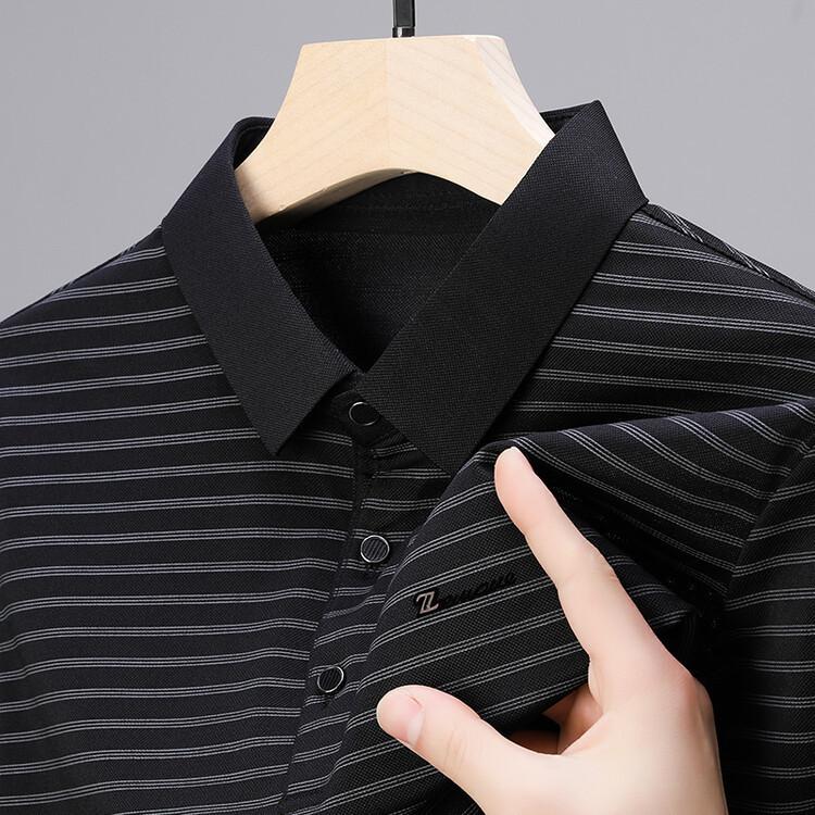 

Полосатая футболка с короткими рукавами и принтом среднего возраста, мужская летняя деловая рубашка-поло с воротником, новая одежда для папы 4XL