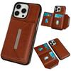 For iPhone 16 Pro Case Card Bag Kickstand TPU+PU Phone Cover