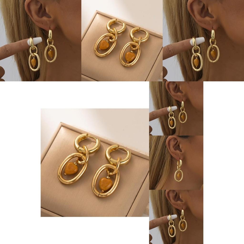 Elegant Heart Design Gold Plated Copper Earrings For Stylish Women