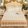 3pcs Set Soft Lace Bed Skirt King Queen Size Bedspread Solid Color Luxury Princess Romantic Bed Spread with Pillowcase