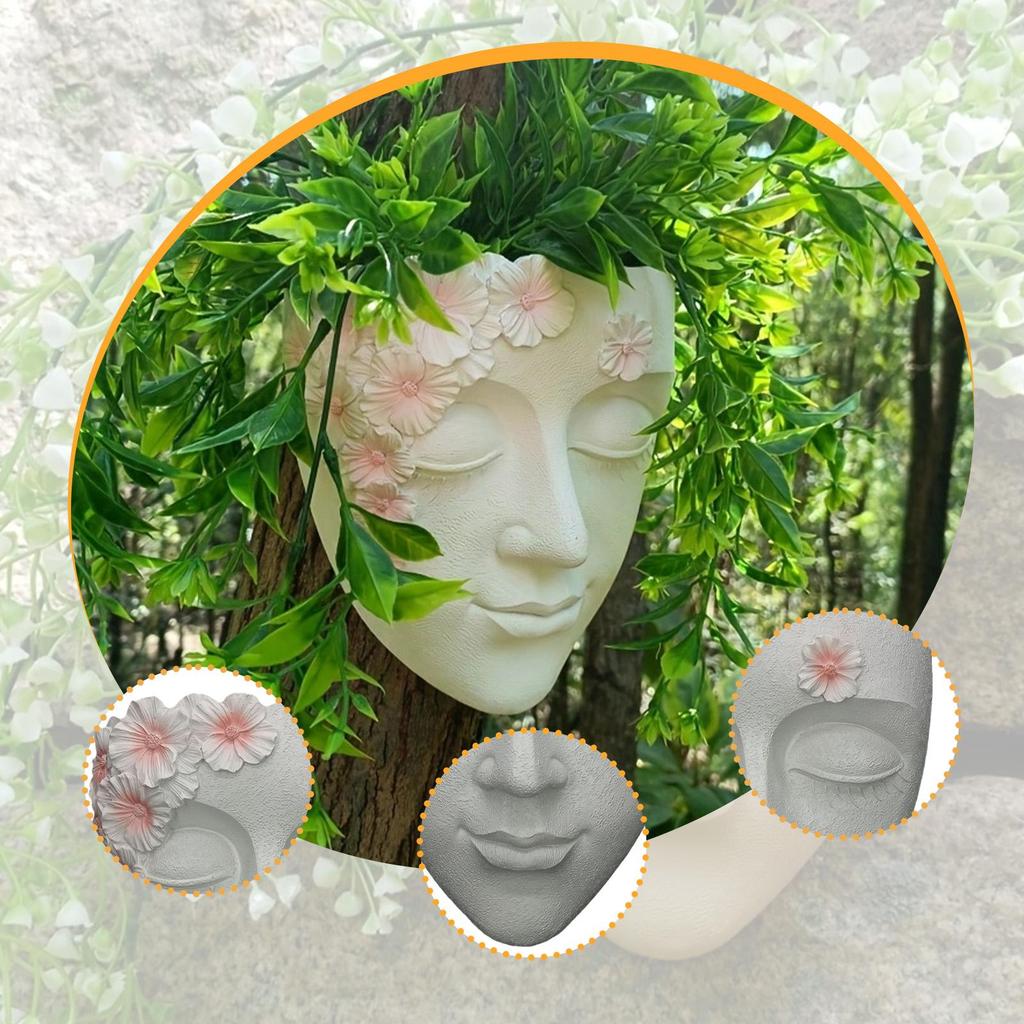 Face Sculpture Wall Planter Figure, Creative Hanging Plant Pot Flowerpot for