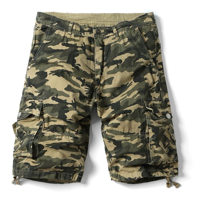 Mens Cargo Shorts Cotton Relaxed Fit Camouflage Camo Cargo Short