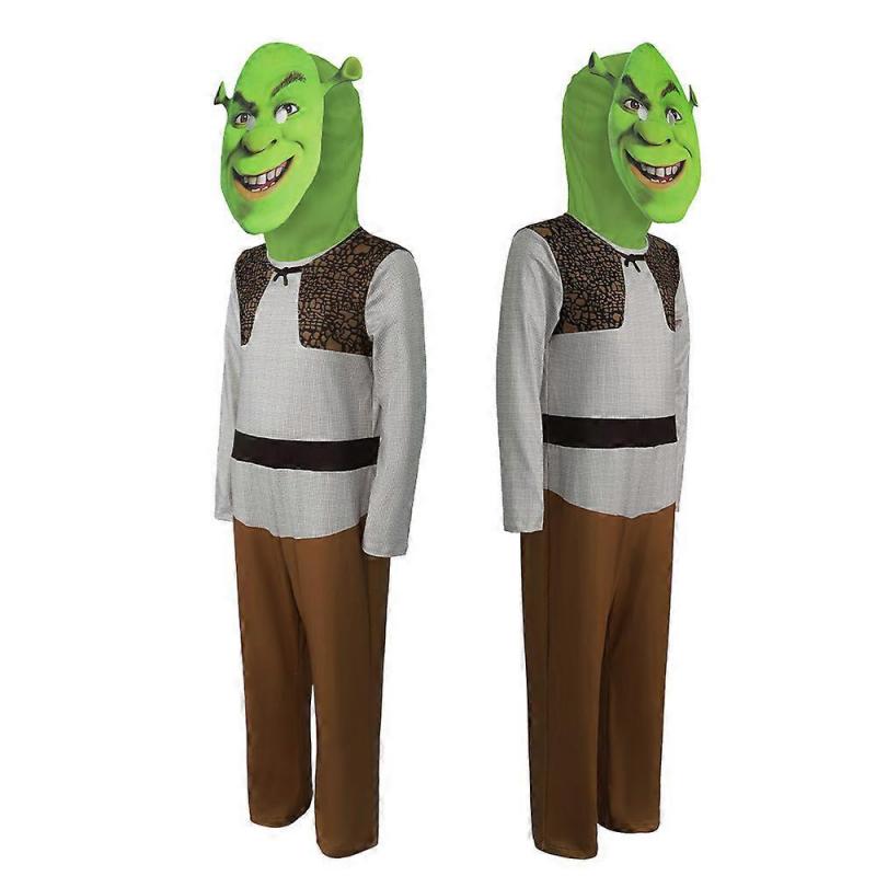 Halloween Shrek Fiona Princess Cosplay Green Dress Costume for Kids Adults Unisex Party Outfit