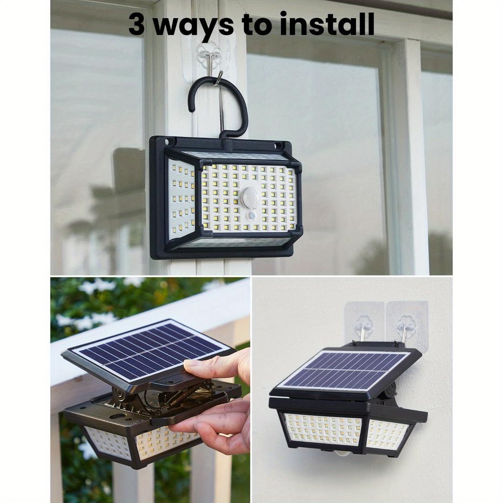 Solar Light Outdoor 190 LEDS Motion Sensor Sun Lamp Clip On Flood Light Solar Security Light Waterproof for Patio Garage Garden