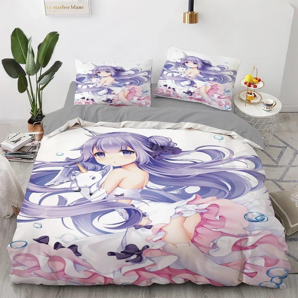 Anime Kawaii Bedding Set Japan Anime Loli Duvet Cover Set Kids Bedroom Cartoon 3D Printed Quilt Cover Bedroom Gift