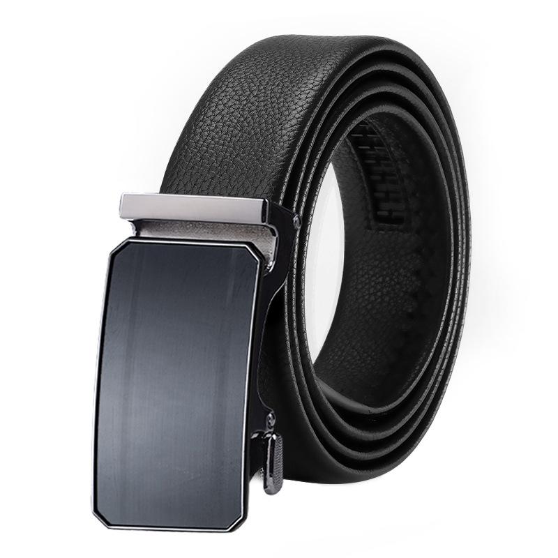 

Ремень мужской сплав автоматическая пряжка коровья кожа новый автоматическая пряжка ремень для брюк натуральная кожа деловой повседневный молодежный и средний возраст кожаный ремень 130cm