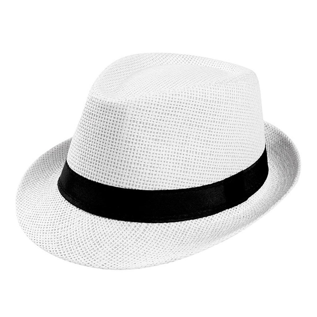 Classic Panama Hat Unisex Gangster Cap Beach Sun Hat Band Sunhat