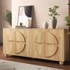 Credenza a Quattro Ante con Aspetto a Rilievo Circolare, Armadio contenitore con Ripiani Regolabili, Mobile da Corridoio Effetto Legno