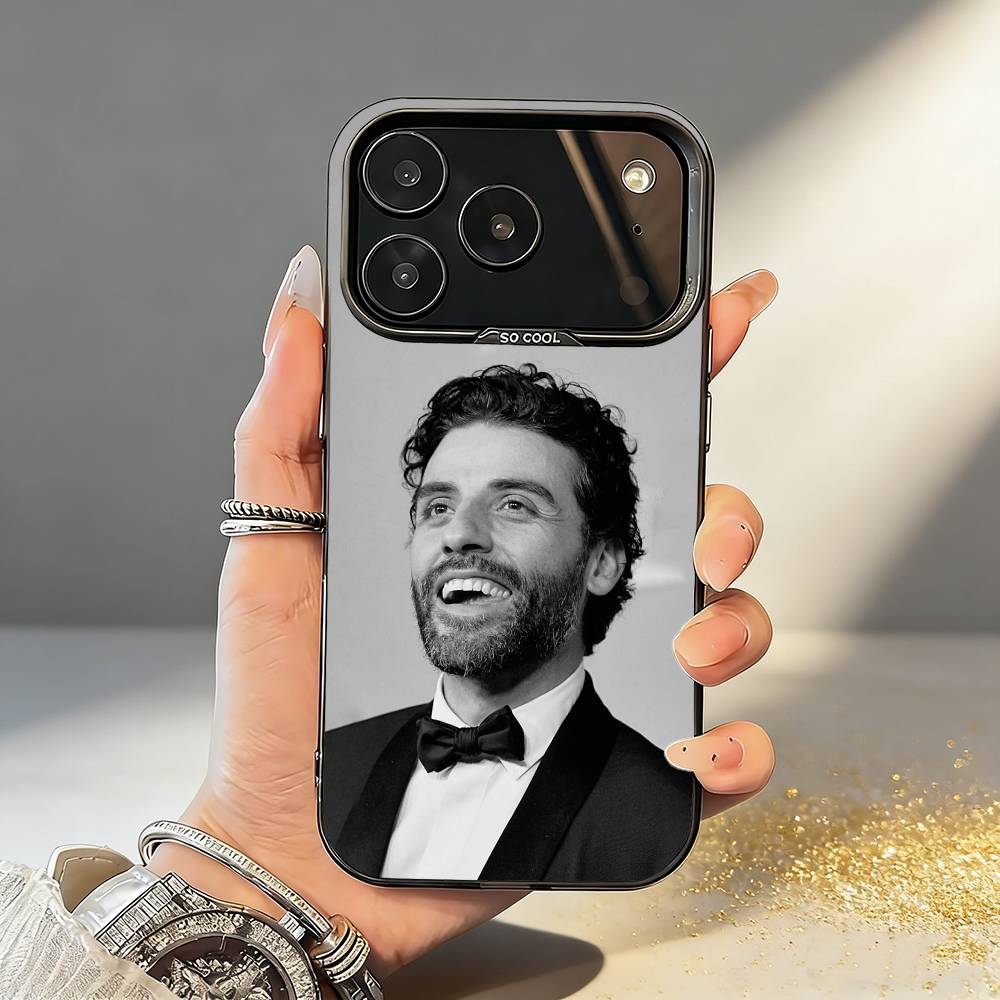 Actor O-Oscar I-Isaac Phone Case For iPhone17 16 15 14 13 12 Pro Max Grey Black Matte Laser Metallic Aurora Funda