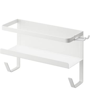 Yamazaki (Yamazaki) Magnetic Laundry Side Rack with Hose Holder, White, Approx. 28cm W X 12cm D X 18.5cm H, Plate, Holds Water Supply Hose, 4771
