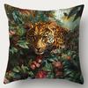 1Pc With Printed Pillowcases Featuring Designs Of A Forest, Tiger, Wolf, Lion, Leopard, Flowers(Pillow Inserts Not Included)