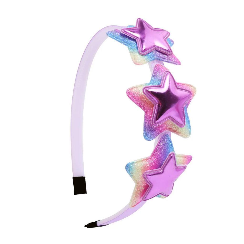 Children's Gradient Rainbow Sequin Star Headband - Colorful Double Layer Party Hair Accessory
