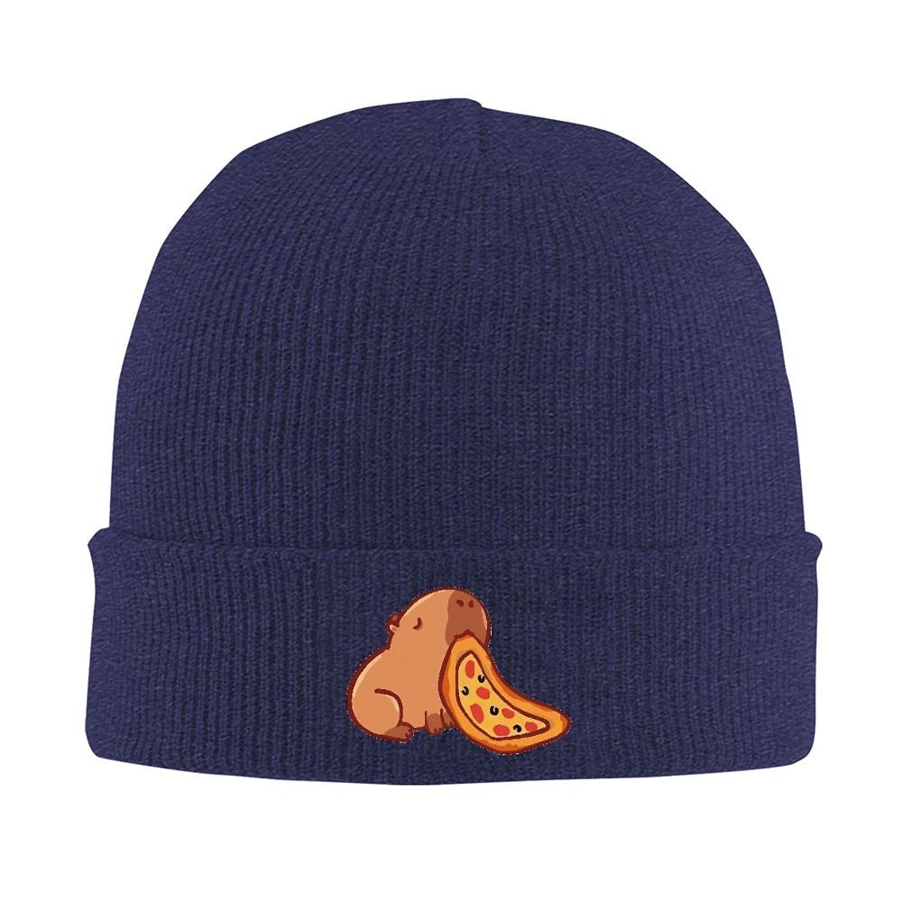 

pc Capybara Eating A Pizza Beanie Hats Retro Caps Unisex Women Outdoor Skullies Beanies Winter Graphic Head Wrap Beanie Hat