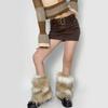 Flauschige Beinwärmer Damen Herbst Winter Vintage Kunstpelz Plüsch Stiefelstulpen Manschetten Wadenlänge Hipster Warme Socken Streetwear