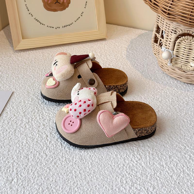 Adorable 2025 Autumn Closed-Toe Cotton Slippers for Women and Kids - Cartoon Design