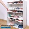 Retractable Shoe Cabinet with Dividers and Foldable Bracket - Space-Saving Storage Rack with Under-Hanging Baskets.
