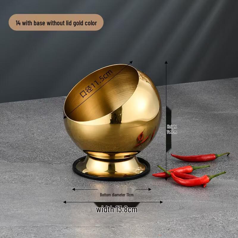 Golden Stainless Steel Slanted Condiment Bowl