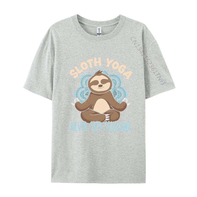 Sloth Yoga Never Skip Savasana Fitnes Tshirts Men Cotton Printing TShirt Fashion Tshirt Gothic Animes