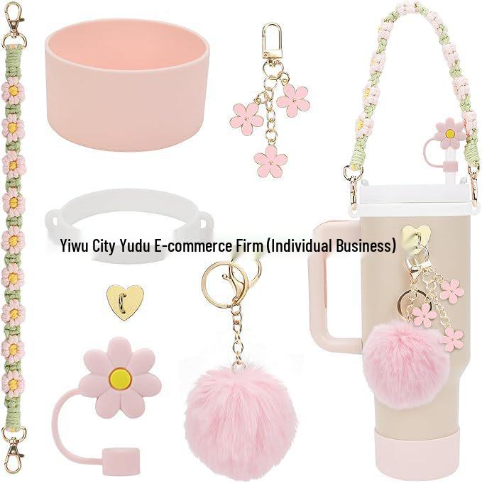 Accessori per la Stanley Cup Transfrontalieri: Set Portachiavi Fiori Colorati Fai da Te