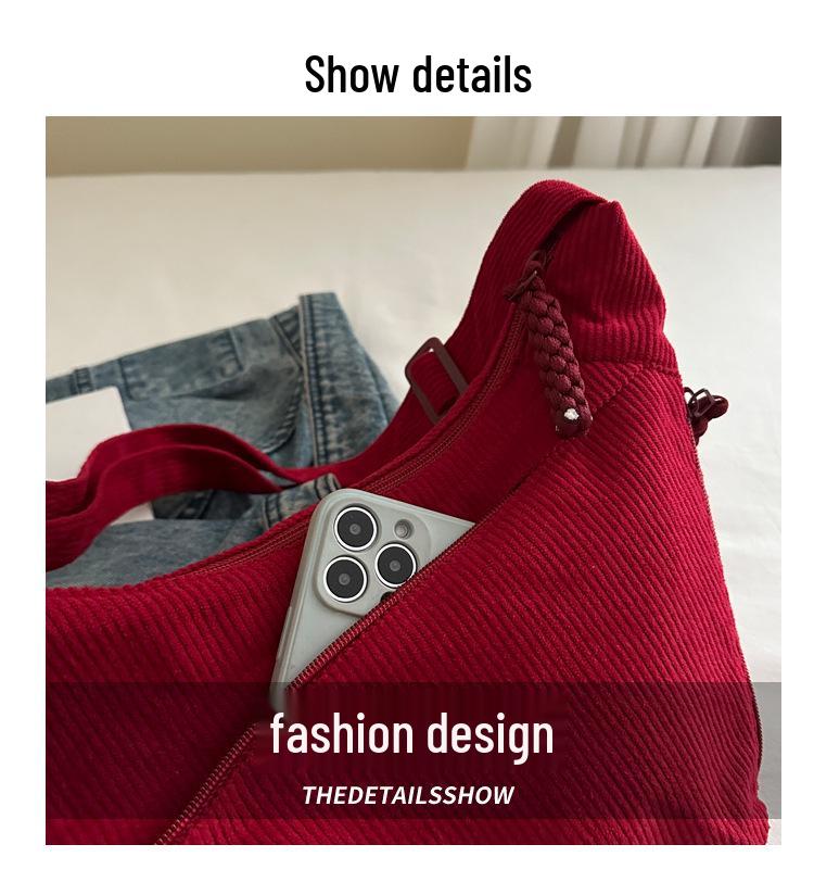 Women's Trendy Autumn 2025 Corduroy Shoulder Bag - Large Capacity Crossbody for Versatile, Casual Commutes