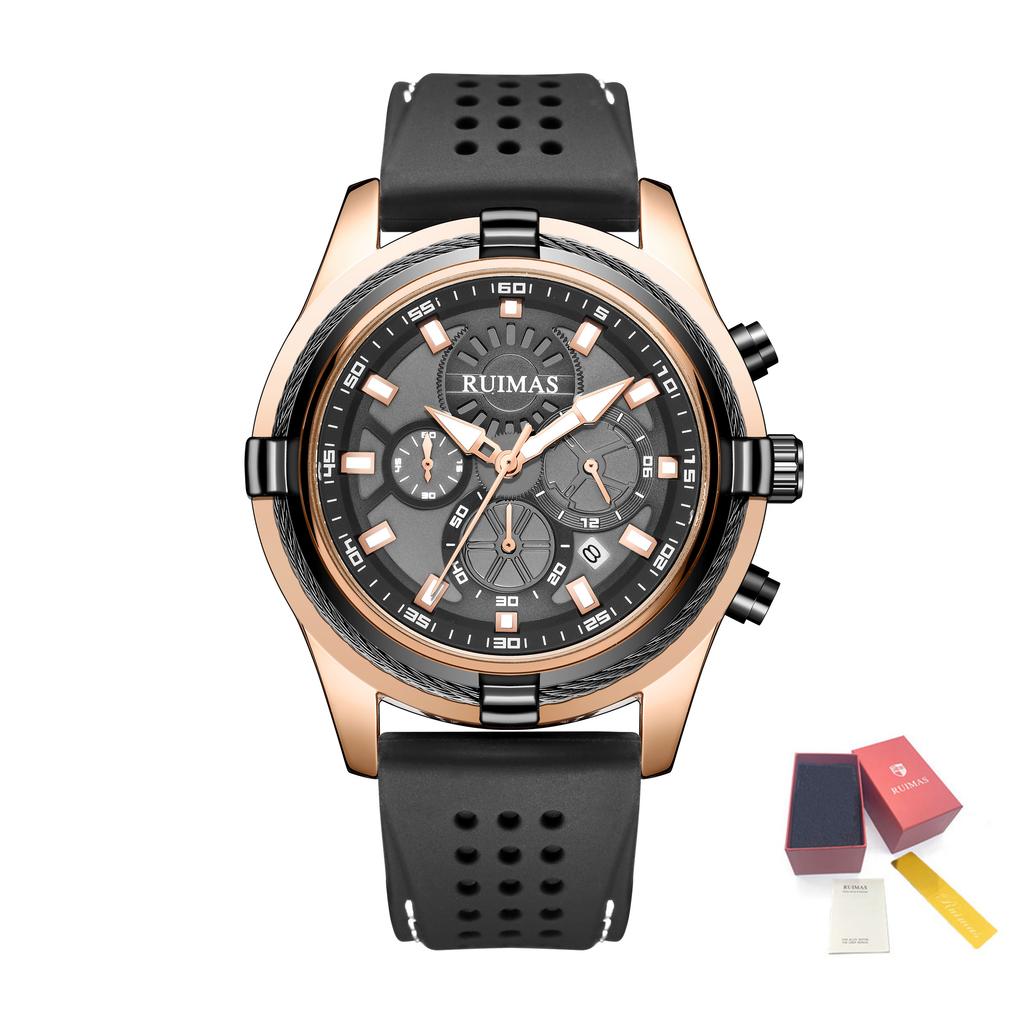 RUIMAS Top Luxury Quartz Wristwatch Men Silicone Large Dial Military Sports Watches Waterproof Luminous Date Reloj Hombre 311