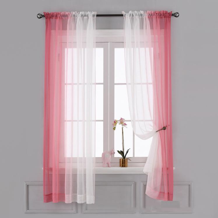 Einfache transparente Vorhänge mit Farbverlauf Elegante Fensterschleier für Wohnzimmer, Schlafzimmer & Balkon Sonnendurchlässige dekorative Tüllvorhänge