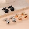 Men's Business Shirt Cufflinks - Smooth Hollow Cable Knit Sleeve Style