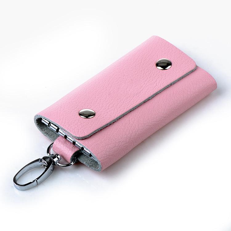Candy Color Genuine Leather Key Bag - Unisex Cowhide Key Holder